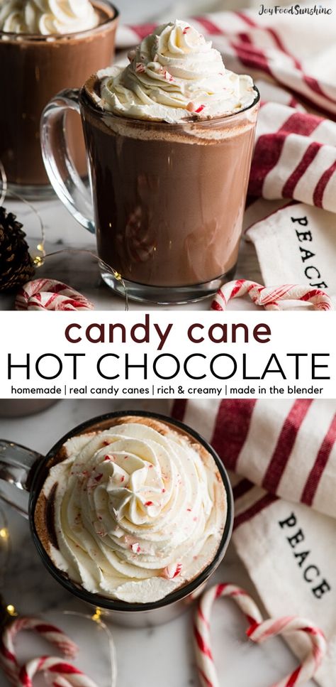 Candy Cane Hot Chocolate, Peppermint Hot Chocolate Recipe, Chocolate Video, Chocolate Videos, Gourmet Hot Chocolate, Organic Candy, Peppermint Marshmallows, Banana Smoothie Bowl, Peanut Butter Banana Smoothie