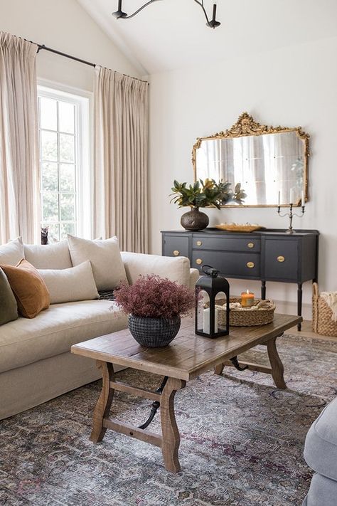 Fall Home Tour 2020 - Jenna Sue Design Interior Vintage, Mirror On The Wall, Decoration Inspiration, Diy Furniture Couch, Decor Minimalist, Living Room Inspo, A Living Room, Living Room Inspiration, Home Fashion