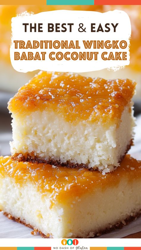 Traditional Wingko Babat Coconut Cake Coconut Rice Cake, Coconut Cakes Easy, Coconut Mochi Cake, Sticky Coconut Cake, Thai Coconut Cake, Doan's Bakery Coconut Cake, Coconut Flour Dessert, Coconut Milk Dessert Recipes, Desserts With Coconut Milk