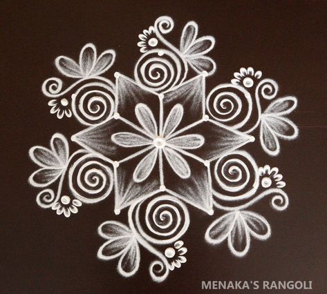 Dots Rangoli – Menaka's Rangoli Simple White Rangoli, White Rangoli Design Simple, Diwali Kolam Design, Rangoli Kolam Designs Simple, White Rangoli Design, Small Rangoli Design For Daily, Simple Rangoli Designs With Dots, Daily Rangoli Designs Easy, Kolam Designs Rangoli