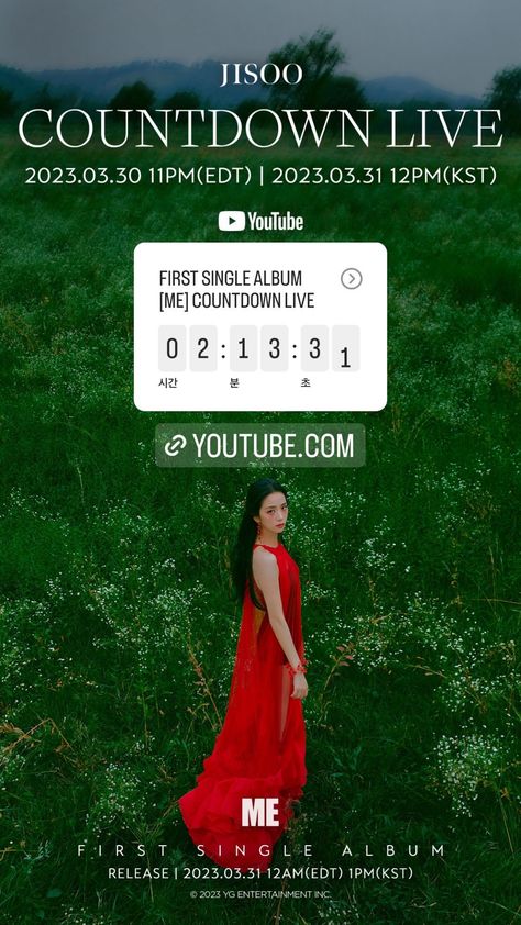 Blackpink - Jisoo - Me - from blackpinkofficial IG Story March 31, 2023: Countdown Live. 2023 Countdown, Blackpink Instagram, Album Releases, D Day, Blackpink Jisoo, Yg Entertainment, Ig Story, Instagram Story, Dj