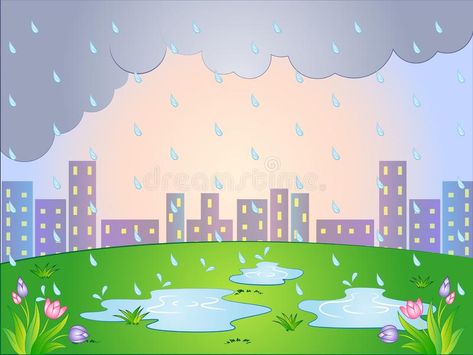 Vector Cartoon illustration of a Rainy Day royalty free illustration Cartoon Rainy Day, Rain Season Drawing, Raining Cartoon, Rainy Cartoon, Rainy Day Cartoon, Rainy Day Background, Rainy Day Clipart, Rain Cartoon, Rainy Day Drawing