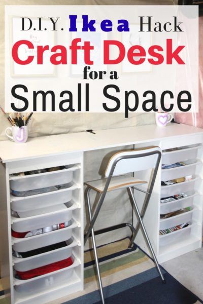 Amazing Ikea Craft Table Hack - made out of 2 Storage Shelves Ikea Craft Table, Ikea Storage Shelves, Craft Table With Storage, Organized Craft Space, Craft Table Ikea, Craft Tables With Storage, Ikea Crafts, Craft Table Diy, Ikea Organization