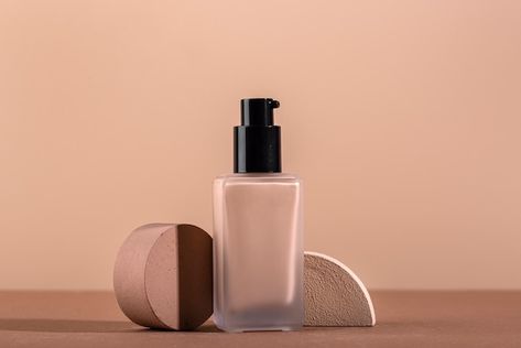 Foundation bottle advertising with shape... | Free Photo #Freepik #freephoto #makeup-product #makeup-foundation #foundation #cosmetics-makeup Bottle Advertising, Foundation Bottle, Makeup Product, Makeup Foundation, Liquid Foundation, Free Photo, Free Photos, Foundation, Web Design