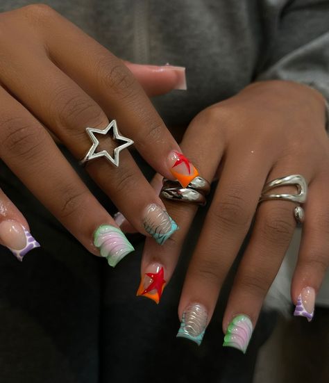 Medium Acrylic Nails Ideas, Medium Acrylic Nails, Sqaure Nails, Acrylic Nails Ideas, Hard Nails, Colored Acrylic Nails, Girly Acrylic Nails, French Tip Acrylic Nails, French Acrylic Nails