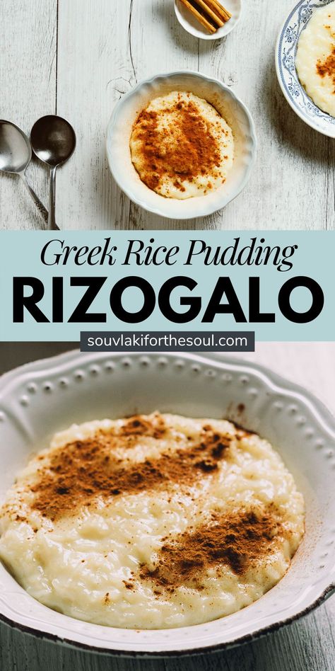 Easy Rice Pudding Recipe, Best Rice Pudding, Rice And Milk, Greek Rice Pudding, Best Rice Pudding Recipe, Healthy Greek Recipes, Easy Rice Pudding, Greek Dessert, Greek Rice