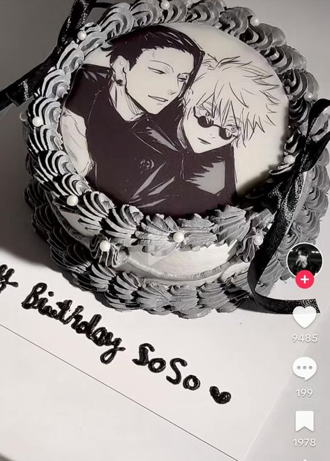 Birthday Cake Anime Aesthetic, Anime Cake Aesthetic, Jjk Birthday Cake, Gojo Birthday Cake, Anime Birthday Cake Ideas, Jujutsu Kaisen Cake, Anime Cake Ideas, Anime Birthday Cake, Bolo Da Hello Kitty