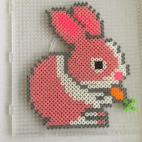 Rabbit #perlerbeads #perlerbeadsrabbit #hama #hamabeads #strijkkralen #madebymyself #strijkparels #konijn Perler Bead Rabbit, Hama Beads Rabbit, Hamma Beads Ideas, Melty Bead Patterns, Easy Perler Beads Ideas, Hama Beads Design, Perler Bead Templates, Diy Perler Bead Crafts, Hama Beads Patterns