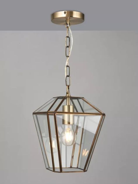 Antique Brass Pendant Light, Lantern Ceiling, Lantern Ceiling Lights, Traditional Ceiling Lights, Hall Lighting, Gold Lanterns, Hallway Designs, Ceiling Shades, Glass Lantern