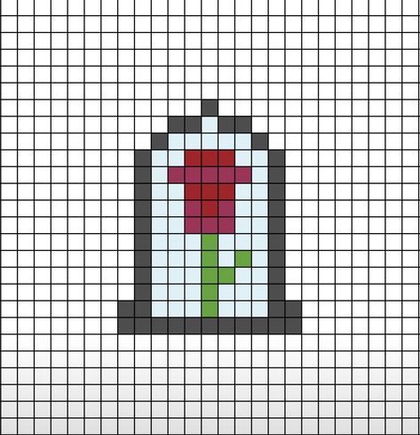 A small pixel art template of the enchanted Rose from Disney's Beauty and the Beast. Pixel Art Beauty And The Beast, Pikcells Art, Small Disney Pixel Art, Pixel Art Ideas Cute Mini, Pixel Art Grid Disney, Beauty And The Beast Pixel Art, Tiny Pixel Art Templates, Disney Pixel Art Easy, Pixel Art Pattern Disney