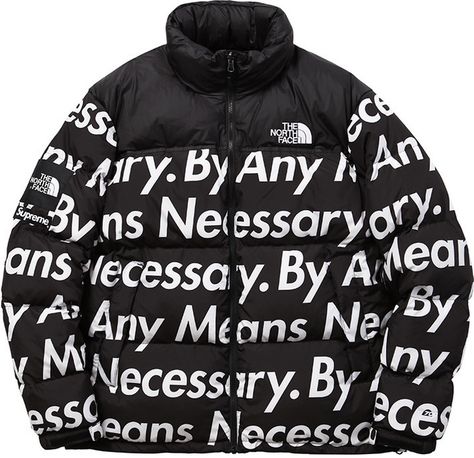 SUPREME X THE NORTH FACE “BY ANY MEANS NECESSARY” JACKET BLACK North Face Nuptse Jacket, Womens Outerwear, Cotton Jackets Women, Varsity Jacket Women, Shearling Jacket Women, Winter Fashion Jackets, Puffer Jacket Men, Biker Jacket Men, Nuptse Jacket