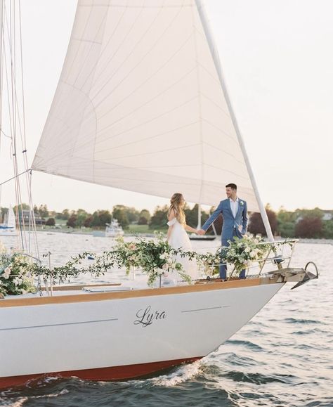 Boat Wedding Decorations, Boat Centerpieces, Bright Wedding Bouquet, Sailboat Wedding, Newport Ri Wedding, Event Studio, Yacht Wedding, Boat Wedding, Key West Wedding