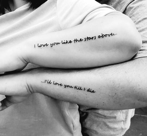 "I love you like the stars above, I'll love you till I die." Romeo and Juliet, originally by Dire Straits but remade by The Killers Romeo And Juliet Inspired Tattoo, Romeo And Juliet Dire Straits, Dire Straits Tattoo, The Killers Tattoo, Romeo And Juliet Tattoo, Anniversary Tattoos, Song Lyric Tattoos, Anniversary Tattoo, Lyrics Tattoo