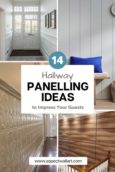 Discover my 14 hallway panelling ideas that will impress your guests. From sleek designs to rustic charm, find the perfect fit for your home Long Hallway Panelling Ideas, Wood Paneling In Hallway, Panelling Entrance Hall, Wall Panels Entryway, Hall Ways Ideas Panelling, Panelling Small Hallway, Panelled Walls Hallway Entryway, Easy Hallway Panelling, Entrance Hallway Panelling