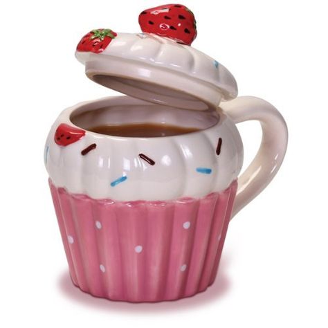 Cupcake Mug by The Gift Experience, http://www.amazon.co.uk/dp/B008DUP6JY/ref=cm_sw_r_pi_dp_WWAdtb0M022A1 Cupcake Cookie Jar, Cupcake Mug, Kawaii Mugs, Xmas Mugs, Coffee Tumblers, Cupcake Cookie, Pastel Kitchen, Cupcake Decor, Cupcake Decorations