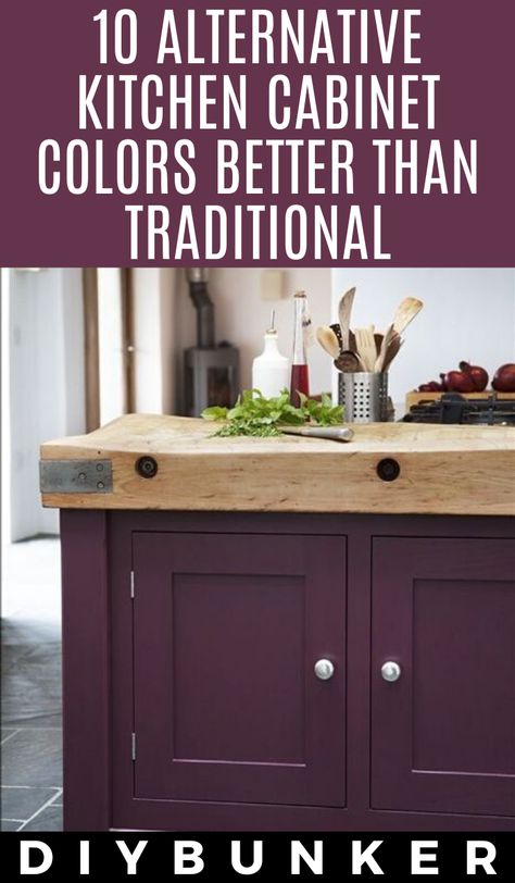 Ochre Kitchen Cabinets, Rust Kitchen Cabinets, Alternative Kitchen Cabinets, Purple Kitchen Cabinets, Alternative Kitchen, Purple Cabinets, Kitchen Color Red, Funky Kitchen, Kitchen Cabinet Color Ideas