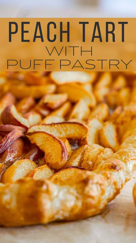 Make this easy peach tart using puff pastry ASAP! This peach puff pastry dessert is the perfect balance of sweet, buttery, tart goodness! Puff Pastry Dessert, Peach Puff Pastry, Using Puff Pastry, Puff Dessert, Peach Tart, Puff Pastry Desserts, Puff Pastry Tart, Peach Puff, Peach Desserts