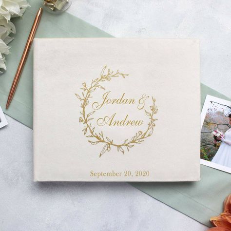 "Ivory velvet album for the most gentle bridal shower" Wedding Photo Album Book, Wedding Guests Photos, Anniversary Photo Album, Photo Album Book, Anniversary Books, Velvet Wedding, Photo Album Design, Wedding Guest Books, Album Ideas