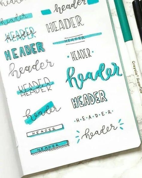 header for bullet journal Bullet Journal Titles, Bullet Journal Headers, Bullet Journal Font, Bullet Journal Banner, Journal Fonts, Bullet Journal Notes, Bullet Journal Mood, Bullet Journal Aesthetic, Bullet Journal Notebook