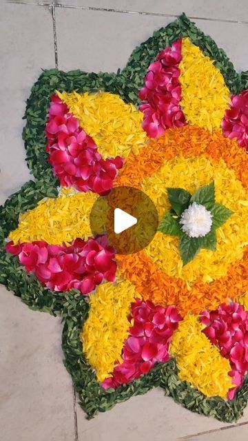 Floral Rangoli Designs Flower, Easy And Beautiful Rangoli, Easy Flower Rangoli, Rangoli Designs Flower, Beautiful Rangoli, Flower Rangoli, Diwali Decorations, Simple Rangoli, Rangoli Designs