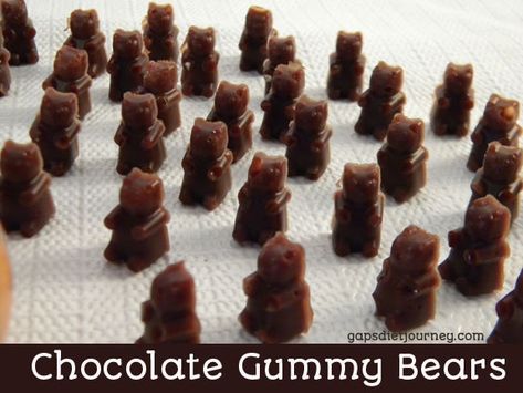 Chocolate Gummy Bears Chocolate Gummy Bears, Homemade Gummy Bears, Gummy Snacks, Homemade Gummies, Tarte Vegan, Gummies Recipe, Bear Recipes, Gaps Diet, Paleo Chocolate