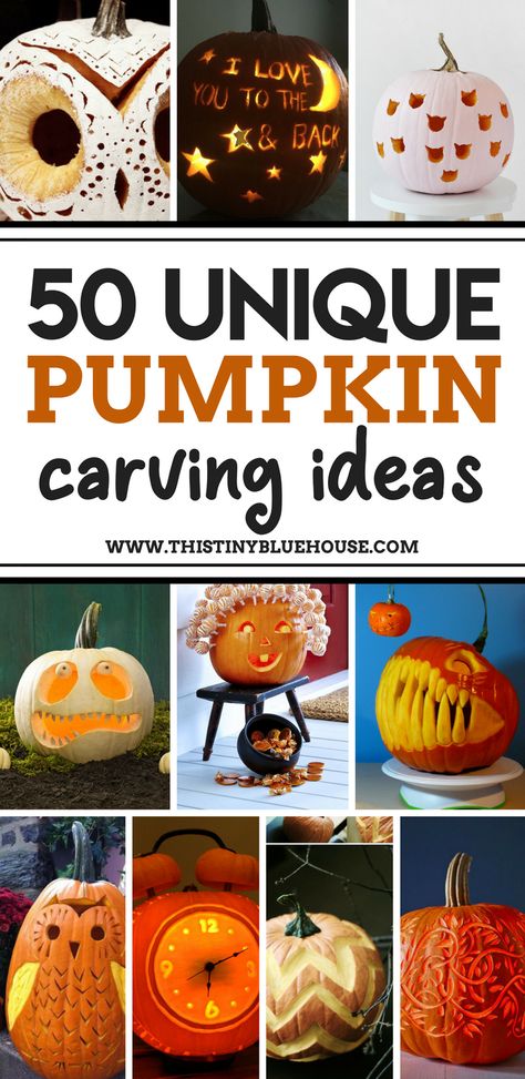 50 unique creative pumpkin carving ideas you've gotta try this Halloween. From scary to adorable there's a pumpkin for everyone! #PumpkinCarvingIdeas #PumpkinCarvingIdeasEasy #PumpkinCarvingIdeasScary #PumpkinCarvingIdeasCreative #PumpkinCarvingIdeasCute #PumpkinCarvingIdeasDIY #PumpkinCarvingIdeasAwesome Group Pumpkin Carving Ideas, Creative Pumpkin Carving Ideas, Unique Pumpkin Carving, October Pins, Diy Pumpkin Carving, Unique Pumpkin Carving Ideas, Child Artist, Halloween Infantil, Creative Pumpkin Carving