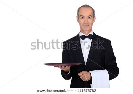 waiter in tuxedo holding a plate Holding A Plate, 3d Objects, Hold On, Every Day, Suit Jacket, Royalty Free Stock Photos, Stock Images, Historical Figures, Stock Photos