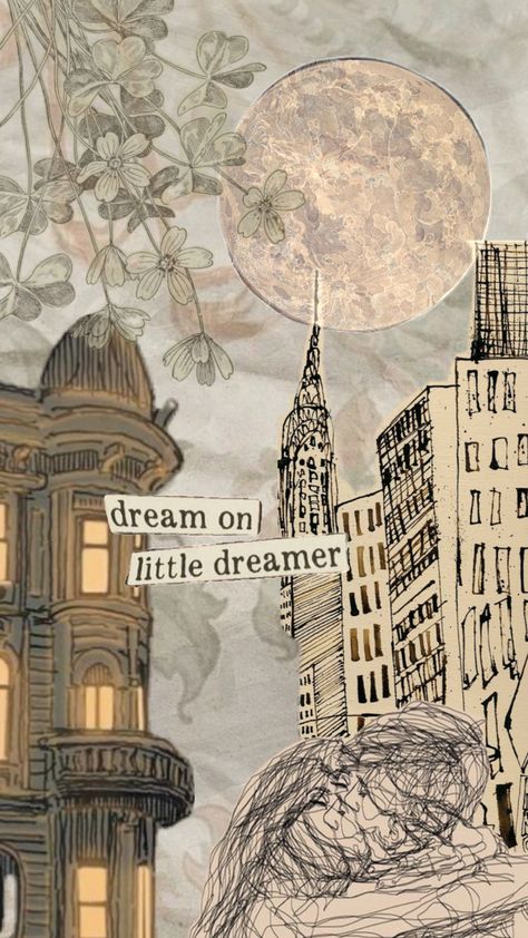 Dream on little dreamer #vintage #art #collage#dream#wallpaper#plslike#fyp Dreamer Wallpaper, Vintage Art Collage, Dream Wallpaper, Dream On, Art Collage, Aesthetic Backgrounds, Create Collage, Creative Play, The Dreamers