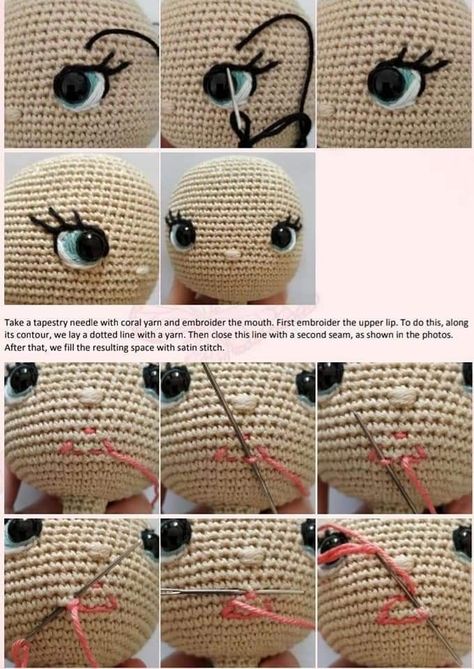 Crochet Doll Tutorial, Crochet Toys Free, Crochet Eyes, Crochet Dolls Free Patterns, Pola Amigurumi, Crochet Animals Free Patterns, Crochet Amigurumi Free, Crochet Clothes Patterns, Diy Crochet Projects