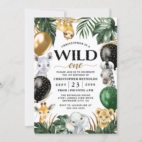 Animal Party Invitations, Themed 1st Birthday, Wild One Birthday Invitations, Wild One Birthday, Birthday Party Design, Wild One Birthday Party, 1st Birthday Party Invitations, Safari Birthday, Cadeau Photo