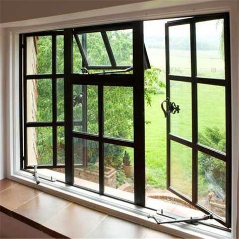 Topwindow Aluminum 4 Panels Casement Windows Aluminium Frame Casement Window With Tinted Glass - Buy Aluminium Frame Casement Window With Tinted Glass,Aluminium Casement Window Material Price,Casement Window Material Product on Alibaba.com Aluminum Windows Design, Pintu Interior, Steel Doors And Windows, House Window Design, Metal Windows, Window Grill Design, Window Grill, Steel Windows, House Window