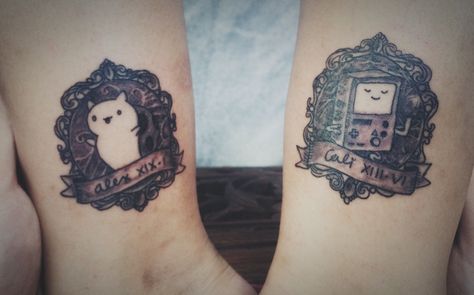 just got beemo and catbug from adventure time and bravest warriors tattooed and healed pretty quick. Tattoo Board, Bravest Warriors, Warrior Tattoo, Adventure Time, Skull Tattoo, Body Art, Brave, Tattoos, Art