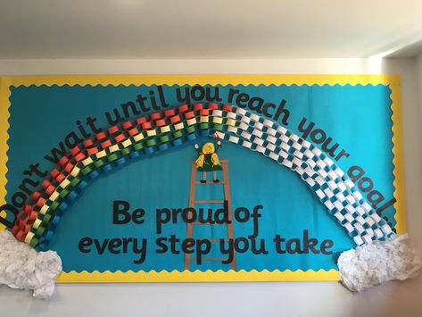 Rainbow display KS2 Nurture Display Boards, Rainbow Display Board, Thrive Display Board, Rainbow Display, Rainbow Display Classroom, School Showcase Display Ideas, School Display Boards, Classroom Displays Secondary, Ks2 Classroom