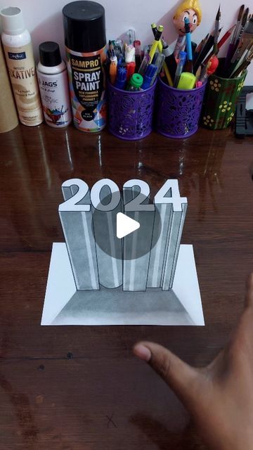 Mohit Kashyap on Instagram: "New Year Tutorial 3D drawing 🎉🎊💥" New Year's Drawings, 3d Sketch, 3d Drawings, 3d Artwork, January 1, Drawing For Kids, 3d Design, Design Art, Art Drawings