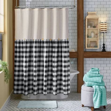 Mara Buffalo Check Shower Curtain Buffalo Check Shower Curtain, Country Style Design, Country Shower Curtain, Rustic Bathroom Accessories, Rustic Shower Curtains, Bathroom Simple, Plaid Shower Curtain, Cute Shower Curtains, Farmhouse Shower Curtain