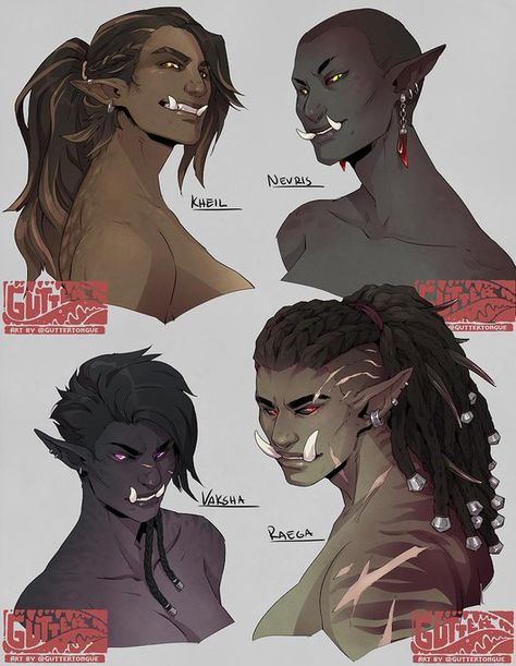 Female Orc, Character Design Challenge, Drawing Style, Male Character, Fantasy Races, Dungeons And Dragons Characters, Dnd Art, High Fantasy, Arte Fantasy