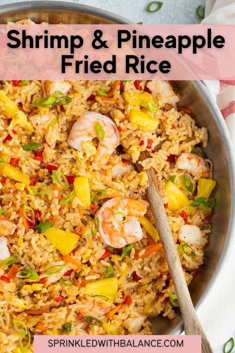 Shrimp Pineapple Fried Rice Healthy Fried Rice, Shrimp Fried Rice Recipe, Pineapple Shrimp, Pineapple Rice, Meal Planning Menus, Pineapple Fried Rice, Shrimp And Rice, Shrimp Fried Rice, Fried Apples