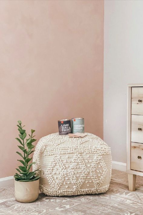 This beautiful nursery features a tone on tone application of JH Lime Wall Paint 65 + 9174. This client layered a blush with a soft pink to get a plaster aesthetic. JH Lime Wall Paint is perfect for a nursery - zero VOC, eco friendly, natural and organic. The feeling is fresh and the look is styled and designed! Coffee Table Arrangment, Pink Bedroom Accessories, Hype Beast Bedroom, Lime Wall, Kitchen Feature Wall, Lime Wash Walls, Girls Bedroom Paint, Pink Painted Walls, Pink Accent Walls