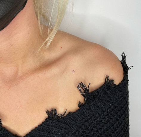 Minimalist Heart Tattoo, Reindeer Tattoo, Most Painful Tattoo, Collarbone Tattoos, Little Heart Tattoos, Clavicle Tattoo, Tattoo Spots, Explore Tattoo, Collar Bone Tattoo