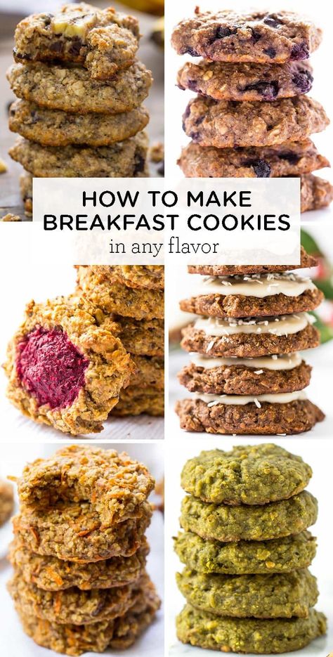 We're sharing how to make HEALTHY Breakfast Cookies in any flavor! You can make any kind of breakfast cookie you want - banana, peanut butter, chocolate and more! You'll love our easy tips and healthy recipes! #breakfastcookies #cookies #oatmealcookies #healthybreakfastcookies Banana Peanut Butter Chocolate, Aip Foods, Peanut Butter Breakfast, Chocolate Blueberry, Breakfast Cookie, Breakfast Cookie Recipe, Banana Peanut Butter, Cookies Healthy, Breakfast Cookies Healthy