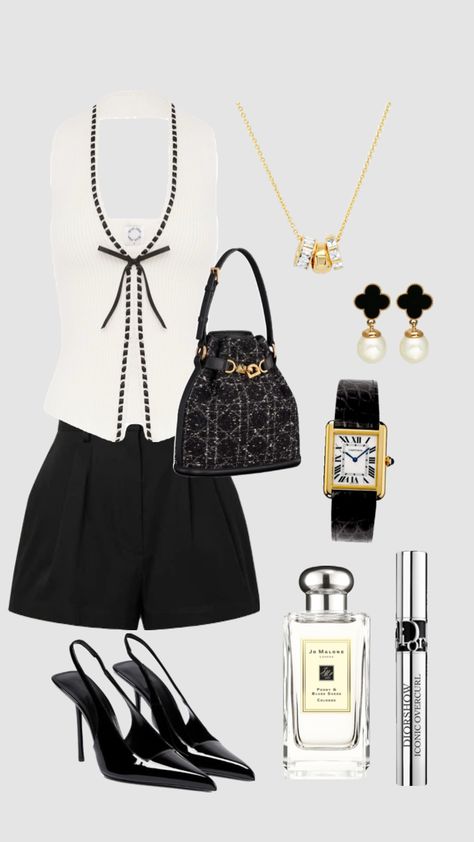 #outfit #outfitideas #richgirl #dior #casual #nightout #vca #blackshorts Dior Aesthetic Outfit, Dior Clothes, Dior Clothing, Lux Fashion, Dior Aesthetic, Aesthetic Fits, Aesthetic Outfit, Summer Fashion Outfits, White Outfits