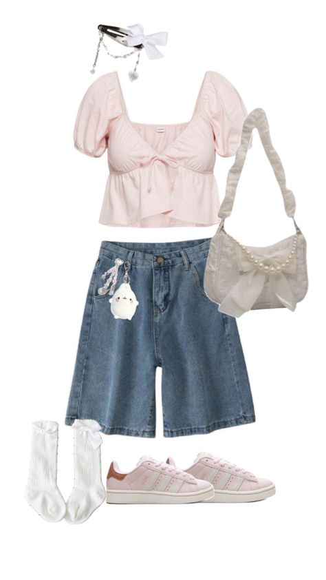 Mine credits if reposted #real #fotcheck #shoujo #coquette #outfitinspo #outfit #jorts #jortsoutfit Jorts Outfit, Coquette Outfit, Fit Check, Outfit Inspo, Clothes