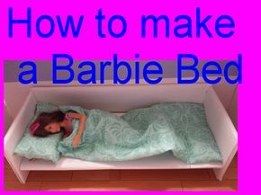 Homemade Barbie House, Barbie Bed, Doll Bed Diy, Make A Bed, Barbie House Furniture, Superhero Baby Shower, Diy Barbie House, Dollhouse Bed, Dollhouse Miniature Tutorials