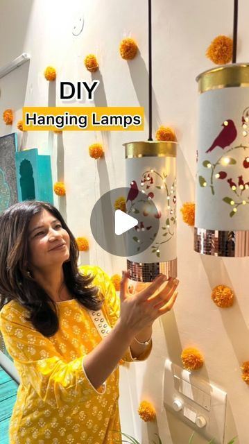 Diy Lamp For Diwali, Diwali Lamp, Celing Light, Diwali Lamps, Eye Hole, Bird Stencil, Sponging, Pvc Pipes, Pipe Lamp