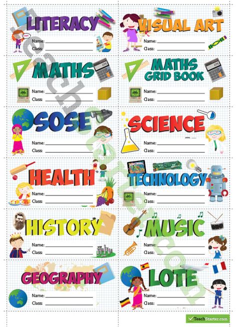 Classroom Subject Labels, Preschool Notebook, Math Grid, Kids School Labels, School Labels Printables, School Stickers Labels, Remedial Reading, All About Me Printable, Notebook Labels