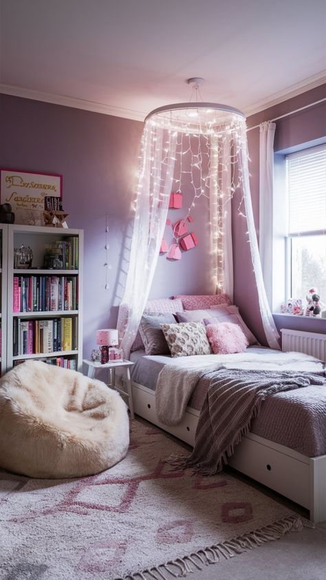 Persephone Bedroom, Teen Girl Room Makeover, Bedroom Aesthetic Led Lights, Pre Teen Girls Room, Preteen Girls Bedroom Ideas, Led Lights Ideas, Teen Girl Bedrooms Aesthetic, Girl Bedroom Aesthetic, Aesthetic Led Lights