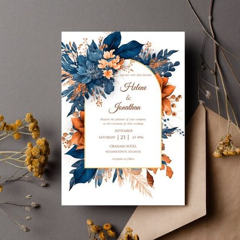 EpicSparkleBoutique - Etsy Blue Fall Wedding, Orange Wedding Themes, Digital Wedding Invitations Design, Burnt Orange Weddings, Navy Blue Wedding Invitations, Wedding Response Cards, Garden Wedding Invitations, Navy Wedding Invitations, Digital Wedding Invitations