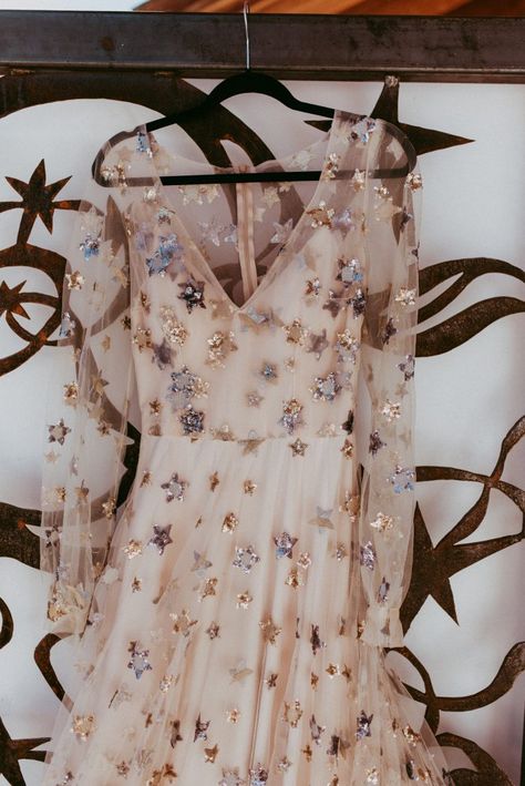 This Constellation Wedding Inspiration Shoot Will Have You Seeing Stars Natalie Wynn, Constellation Wedding, Wedding Nightgown, Embroidered Wedding Dress, June Bug, Celestial Wedding, Beaded Tulle, Embroidered Wedding, Beauty Dress