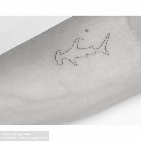 Fine Line Hammerhead Tattoo, Hammerhead Tattoo, Great Hammerhead Shark, Line Animals, Simple Line Tattoo, Small Animal Tattoos, Animal Tattoos For Men, Explore Tattoo, Inner Forearm