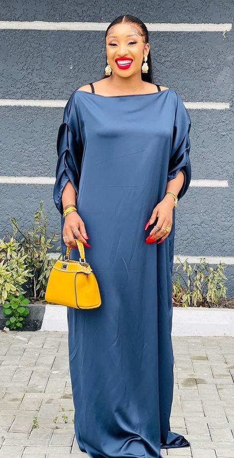 Flare Gowns Chiffon, Silk Materials Gown Styles, Duchess Material Gown Styles Nigeria, Material Bubu Gown Styles, Big Gown Styles, Dullchess Gown Styles, Patapata Dress Styles, Plain Crepe Material Bubu Gown Styles, Bubu Material Gown Styles